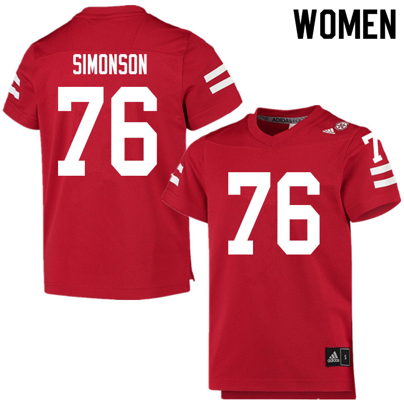 Women #76 Eli Simonson Nebraska Cornhuskers College Football Jerseys Sale-Scarlet - Click Image to Close